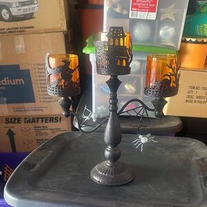 Spooky Black and Orange Halloween Candelabra